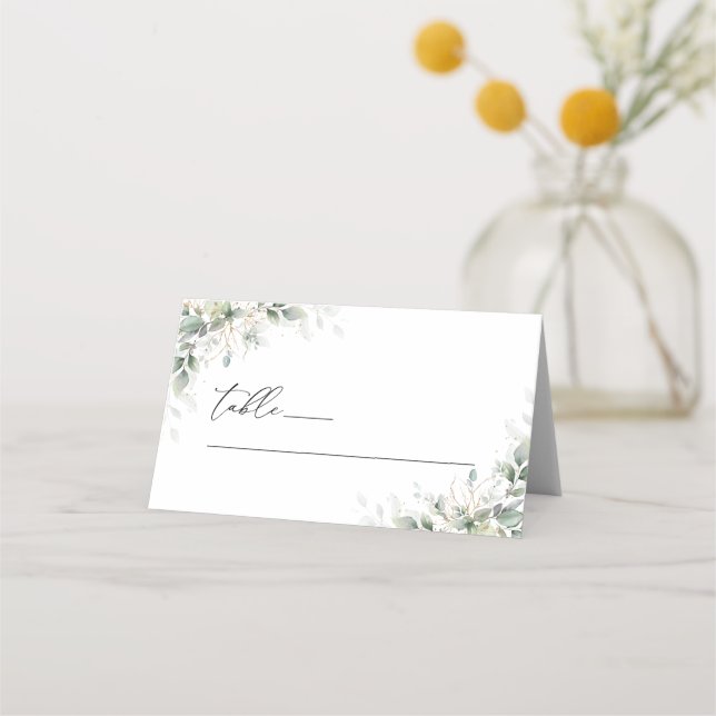 Tarjeta De Asiento Elegant Eucalyptus Wedding Folded Place Cards (Anverso)