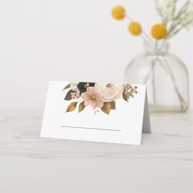 Tarjeta De Asiento Elegant Floral Personalized Wedding  (Anverso)