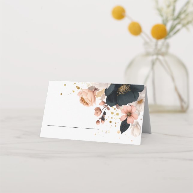 Tarjeta De Asiento Elegant Floral Personalized Wedding  (Anverso)