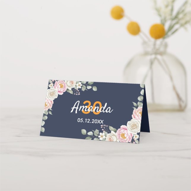 Tarjeta De Asiento Elegant Floral Place Card and Table Number Tent (Reverso)