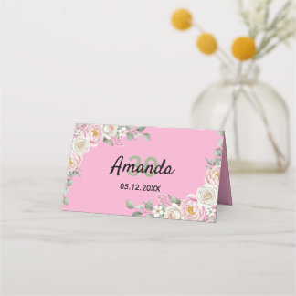 Tarjeta De Asiento Elegant Floral Place Card and Table Number Tent