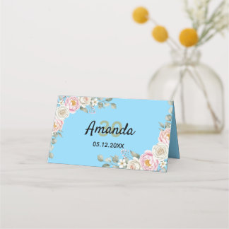Tarjeta De Asiento Elegant Floral Place Card and Table Number Tent