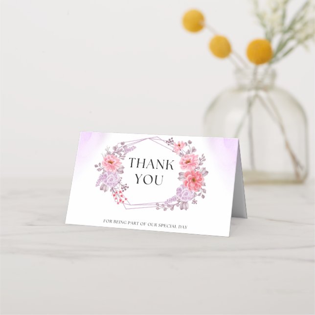 Tarjeta De Asiento Elegant Floral Thank You Card   (Anverso)