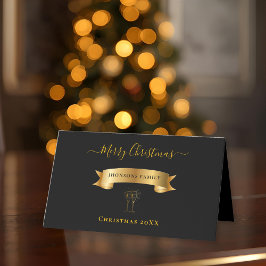 Tarjeta De Asiento Elegant Gold Merry Christmas Personalized