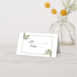 Tarjeta De Asiento Elegant Minimalist Greenery Wedding Place Card