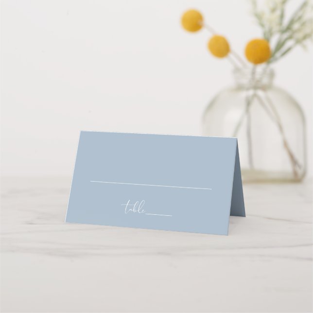 Tarjeta De Asiento Elegant Modern Dusty Blue Wedding Folded (Anverso)