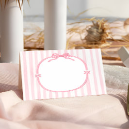 Tarjeta De Asiento Elegant Pink Bow Coquette Birthday