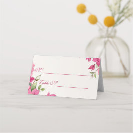 Tarjeta De Asiento Elegant Pink Floral Watercolor Wedding