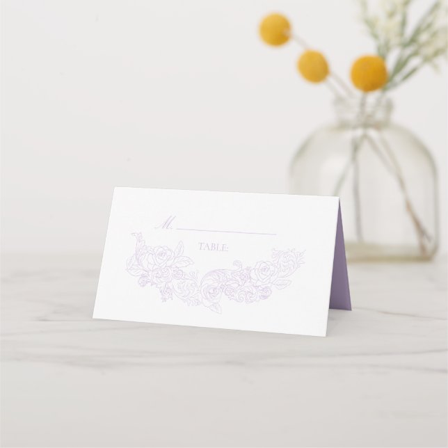 Tarjeta De Asiento Elegant Purple Victorian Wedding (Anverso)