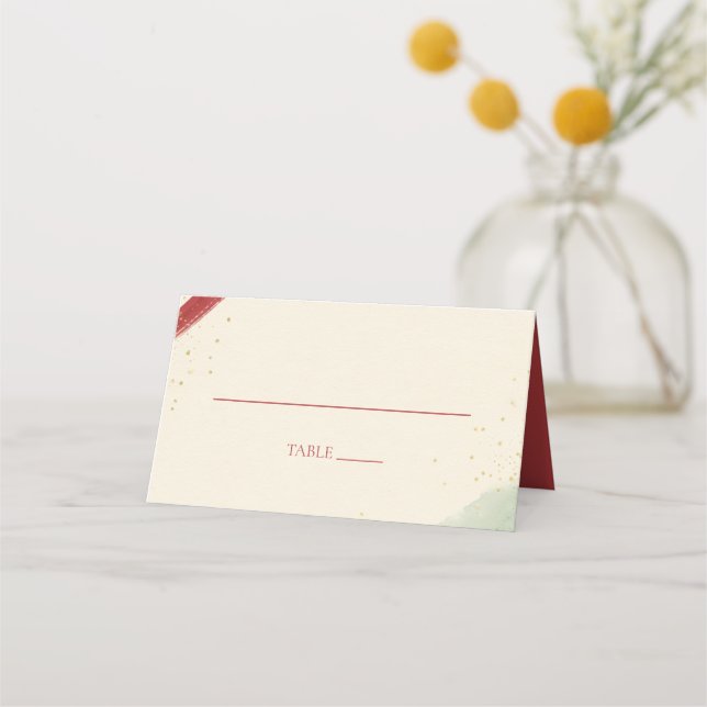 Tarjeta De Asiento Elegant Red Brushstroke Christmas Holiday Party (Anverso)
