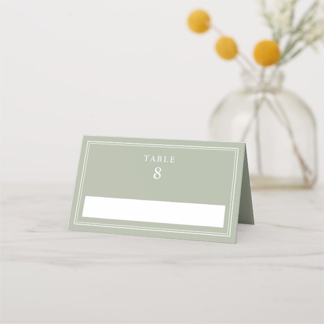 Tarjeta De Asiento Elegant Sage Green Wedding (Anverso)
