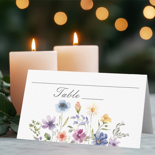 Tarjeta De Asiento Elegant Watercolor Wildflowers Spring Wedding (Subido por el creador)