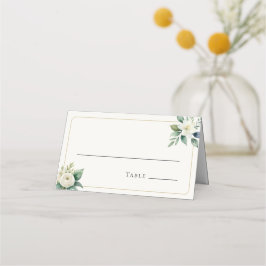 Tarjeta De Asiento Elegant White Flowers and Greenery | Wedding Table