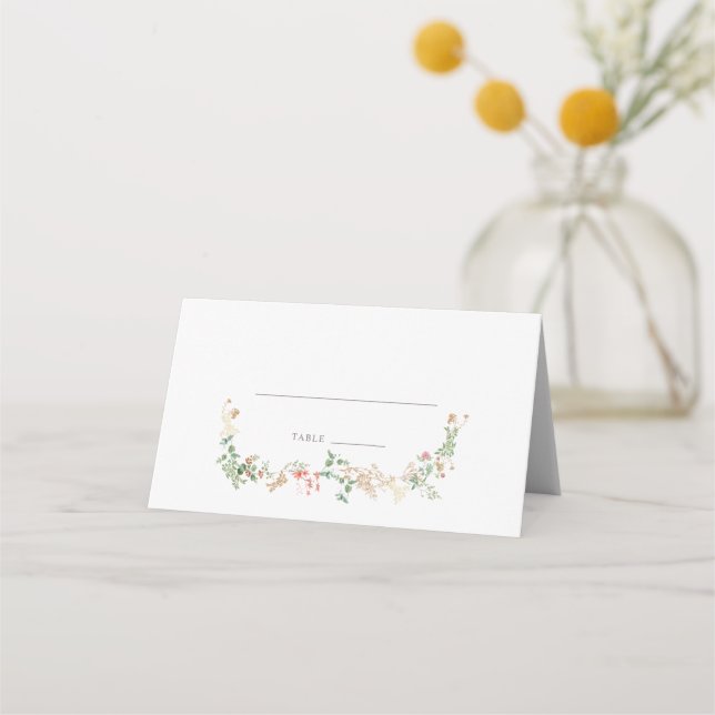 Tarjeta De Asiento Elegant Wildflower Floral Place Card (Anverso)