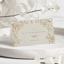 Tarjeta De Asiento Elegant Write In Ivory Floral Embossed Table