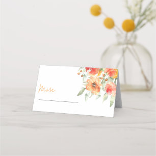 Tarjeta De Asiento Elegante acuarela Apricot Floral