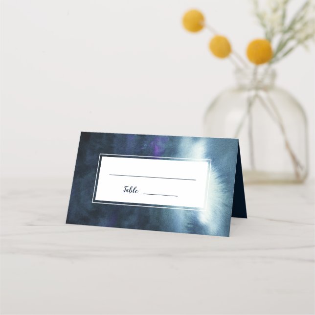 Tarjeta De Asiento Elegante acuarela azul marina (Anverso)