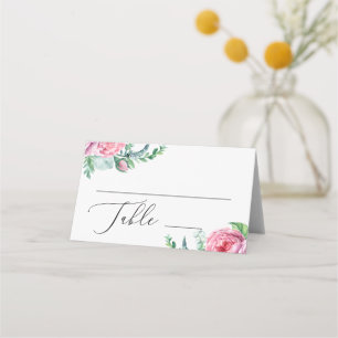 Tarjeta De Asiento Elegante acuarela boho rosa floral jardín boda
