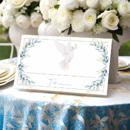Tarjeta De Asiento Elegante acuarela Dove & Olive Leaves Boda