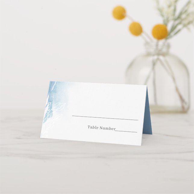 Tarjeta De Asiento Elegante acuarela Dusty Blue Place Card (Anverso)