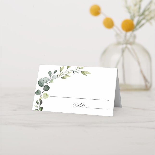 Tarjeta De Asiento Elegante acuarela Eucalyptus Boda Boho (Anverso)