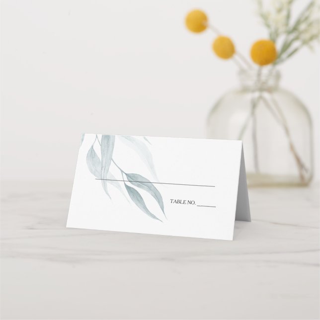 Tarjeta De Asiento Elegante acuarela Eucalyptus hojas (Anverso)
