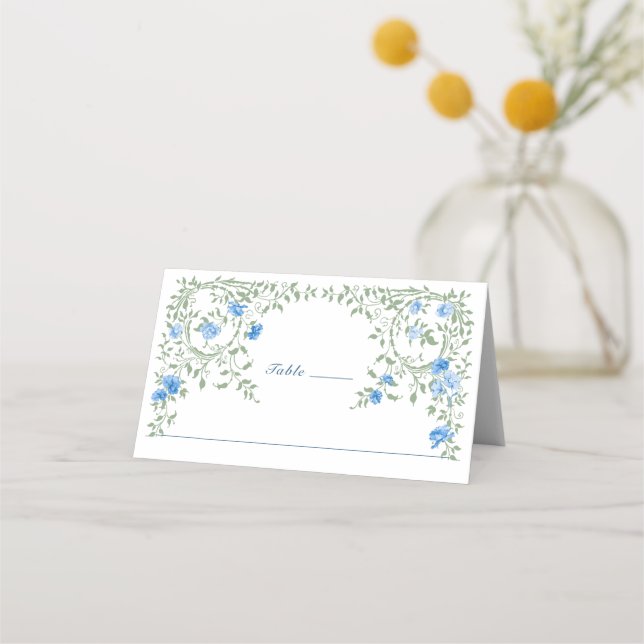 Tarjeta De Asiento Elegante acuarela Flores salvajes Boda floral (Anverso)