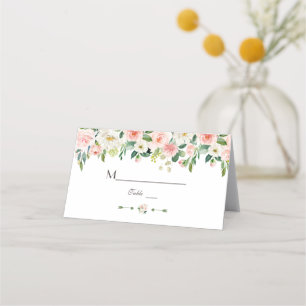 Tarjeta De Asiento Elegante acuarela Rubor Flores Número de mesa de o