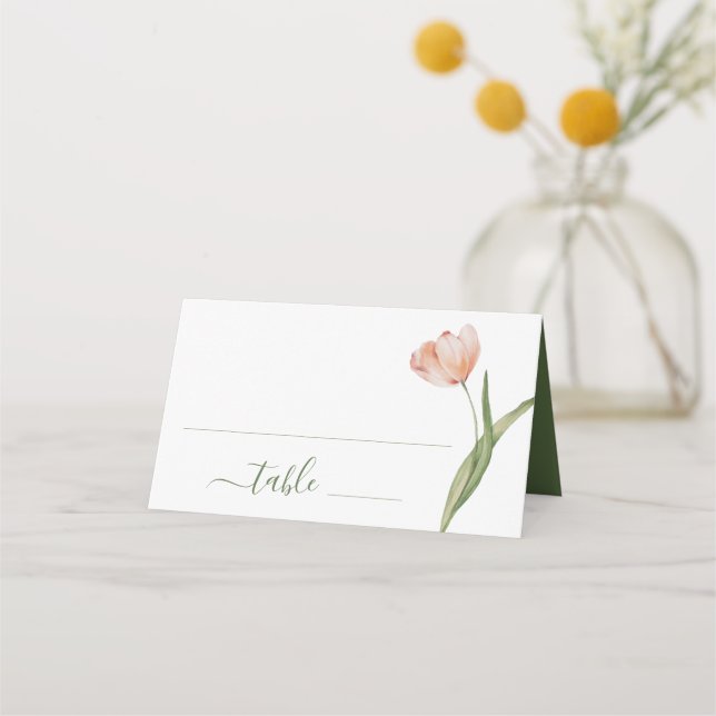Tarjeta De Asiento Elegante acuarela Tulip Boda (Anverso)
