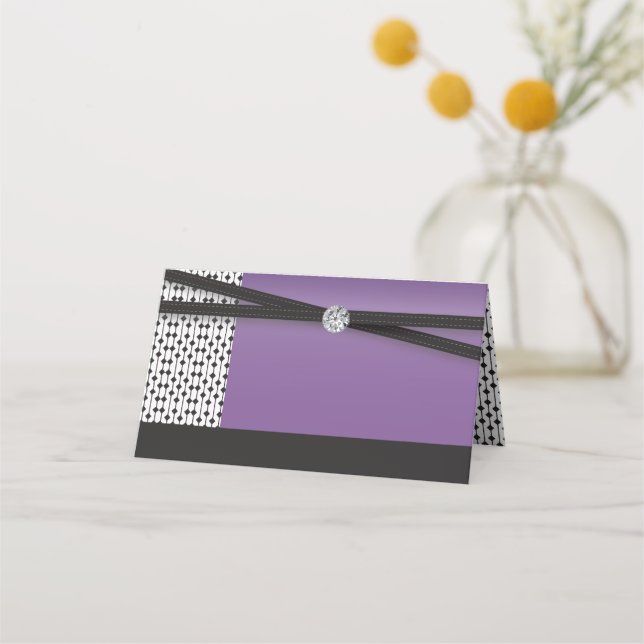 Tarjeta De Asiento Elegante Ametist morado y negro (Anverso)