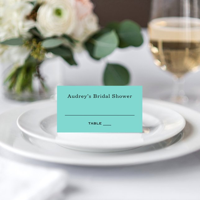 Tarjeta De Asiento Elegante Aqua Blue Monogram Boda Bridal Shower (Subido por el creador)