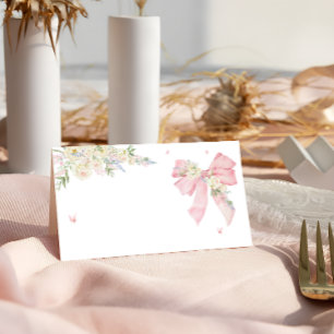 Tarjeta De Asiento Elegante Arco Floral Rosa 