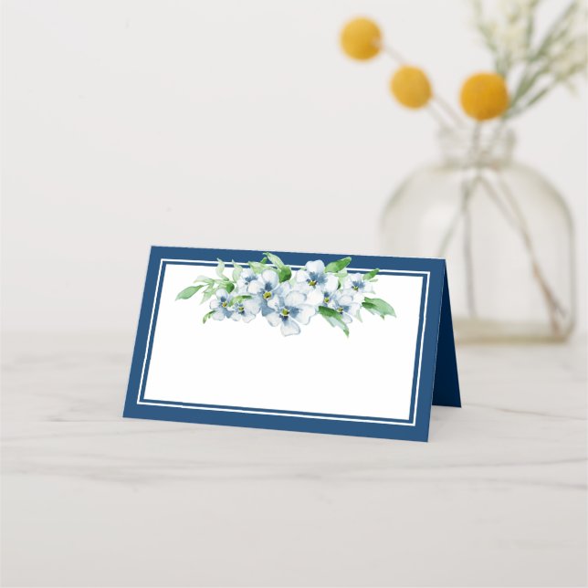 Tarjeta De Asiento Elegante Armada y recepción floral blanca (Anverso)