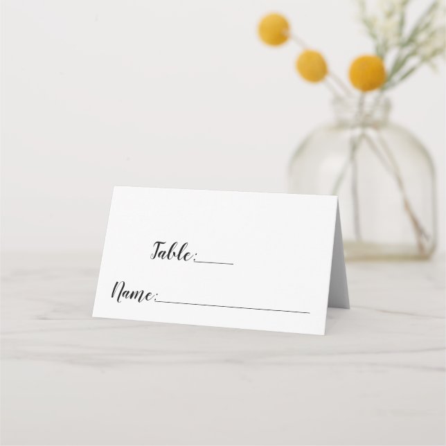 Tarjeta De Asiento Elegante asiento de mesa de Boda de guión negro (Anverso)