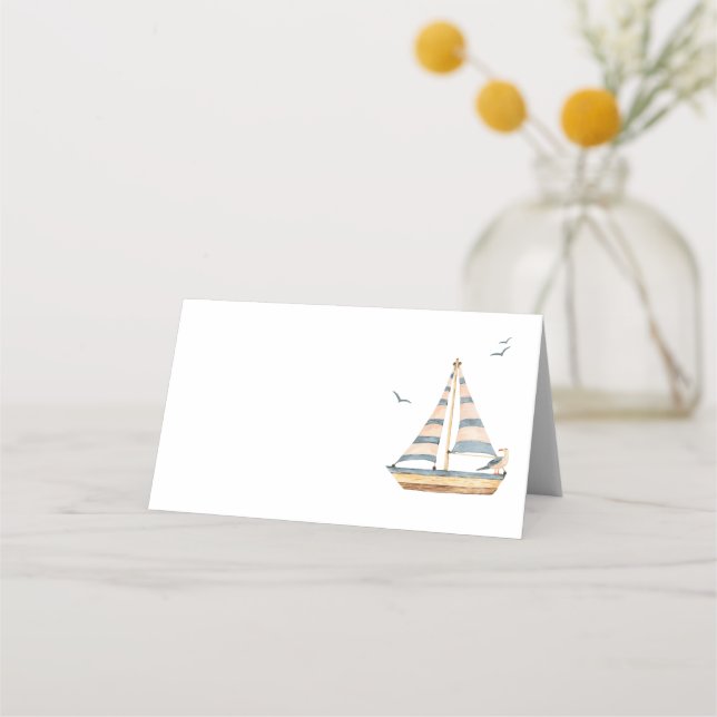 Tarjeta De Asiento Elegante Baby Shower Nautical (Anverso)