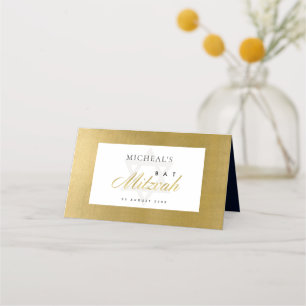 TARJETA DE ASIENTO ELEGANTE BARRA DE ORO DE FAUX LIMPIA MITZVAH