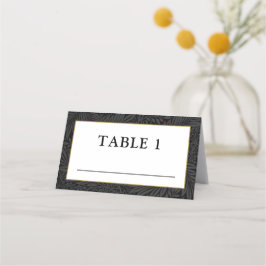 Tarjeta De Asiento Elegante blanco dorado negro botánico