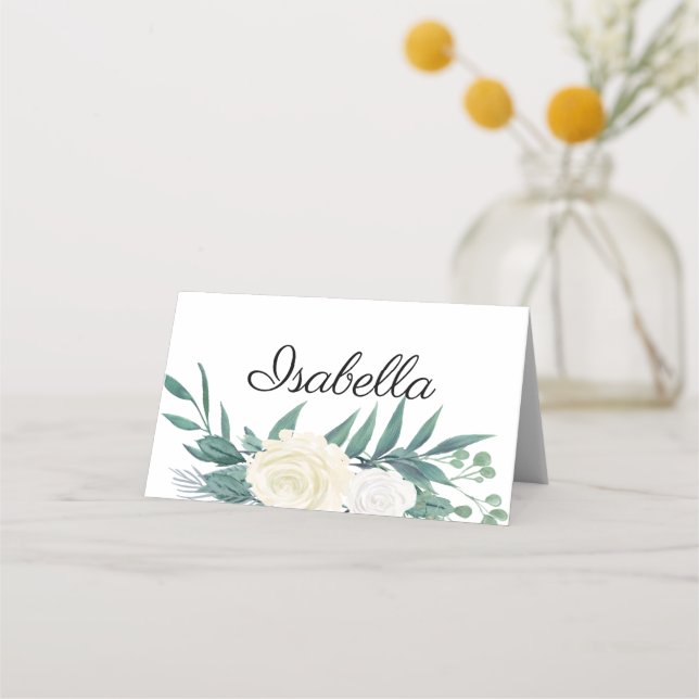 Tarjeta De Asiento Elegante Blumen Grün Weiss (Anverso)