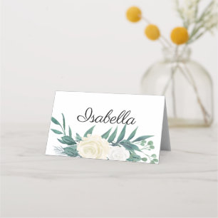 Tarjeta De Asiento Elegante Blumen Grün Weiss