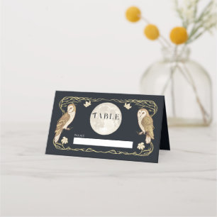 Tarjeta De Asiento Elegante Boda Art Nouveau Owls