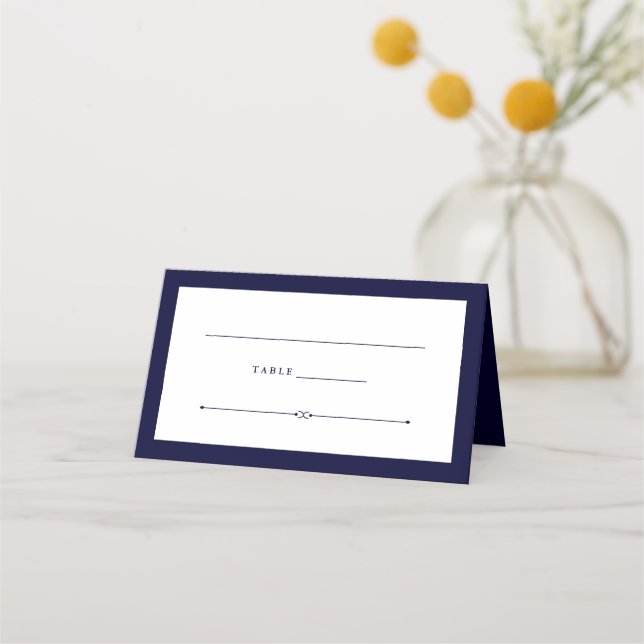 Tarjeta De Asiento Elegante | Boda azul de la Marina (Anverso)