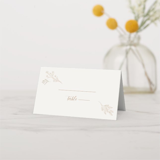 Tarjeta De Asiento Elegante Boda beige floral claro (Anverso)