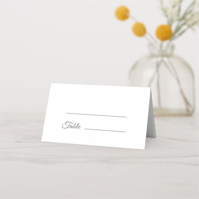 Tarjeta De Asiento Elegante Boda blanco doblado (Anverso)