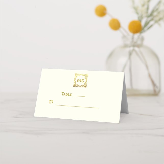 Tarjeta De Asiento Elegante Boda celta Ivory Faux Gold Celtic Knot (Anverso)