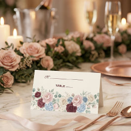 Tarjeta De Asiento Elegante Boda Chic Rosa Borgoña
