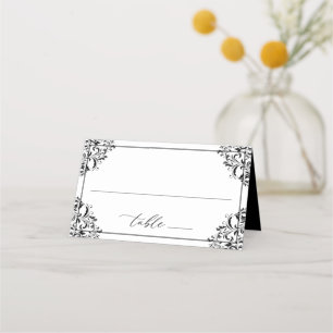 Tarjeta De Asiento Elegante Boda Clásica Vintage en Blanco y Negro