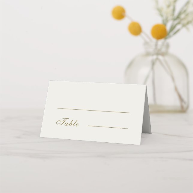 Tarjeta De Asiento Elegante Boda clásico del Monograma Dorado doblado (Anverso)