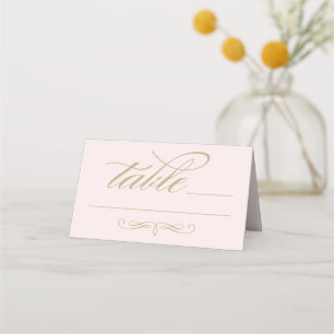 Tarjeta De Asiento Elegante Boda con Caligrafía en Rosa y Oro