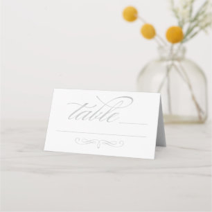 Tarjeta De Asiento Elegante Boda con Letra Caligráfica en Plata