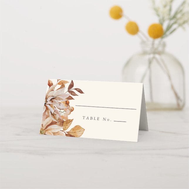 Tarjeta De Asiento Elegante Boda de acuarela de otoño (Anverso)